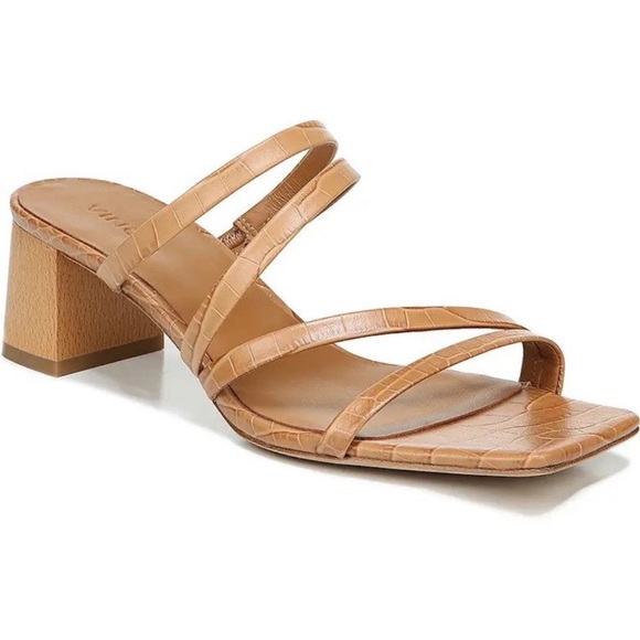 VINCE Elita Tan Croc-Embossed Calfskin Slide Sandal Tan Size 6 Minimalist Luxury - Picture 13 of 13